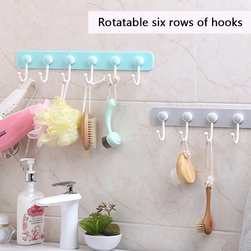 

6 Hooks Kitchen Storage Hook Multifunction Holder Wall Door Holder Hanger Rack For Spoon Scoop Bathroom Kitchen Organizer Tools