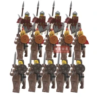 moc roman soldiers lancer archer medieval knight action with armor building block kids toys sit to ride a horse military forces