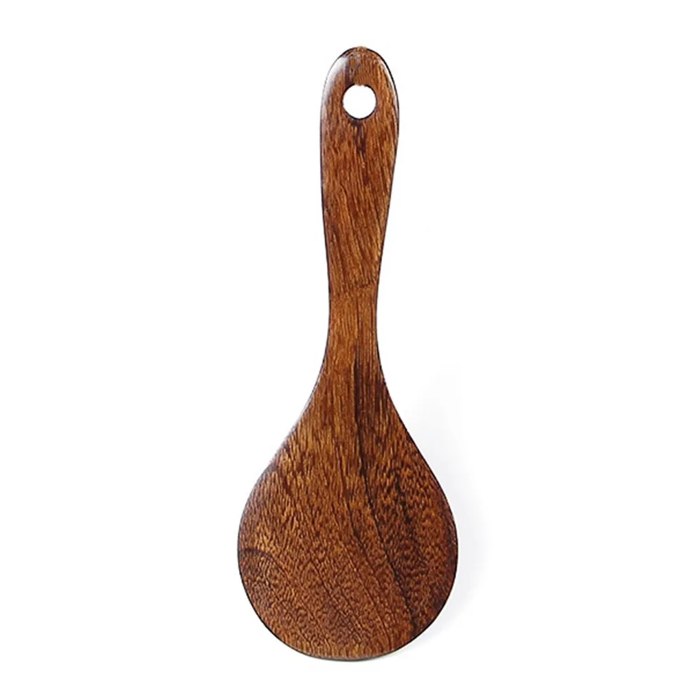 1 PC Wooden Rice Spoon Slotted Spatula Spoon Cutlery Suit Natural Wood Children's Healthy Dinnerware For Kitchen Supplies