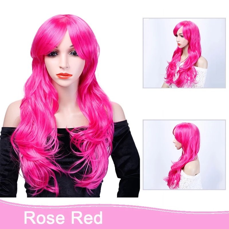 AILIADE Long Wavy Wig Synthetic Hair Wigs For Women Cosplay Party Black Purple Grey Heat Resistant | Шиньоны и парики