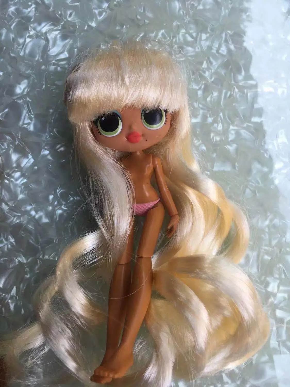 Gold wig brown body Большая мода сестра кукла игрушка голова парик с телом дети luls кукла, набор игрушек дети DIY кукла часть игрушки девочка DIY туалетный игрушки части - Цвет: Gold wig brown body