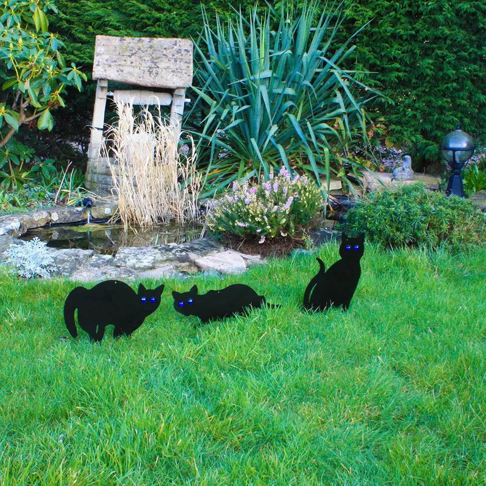 

1Pcs Stop Pest Spikes Fixing Deterrent Protect With Eyes Black Rodents PVC Cat Shape Control Rustproof Bird Repel Garden Scarer