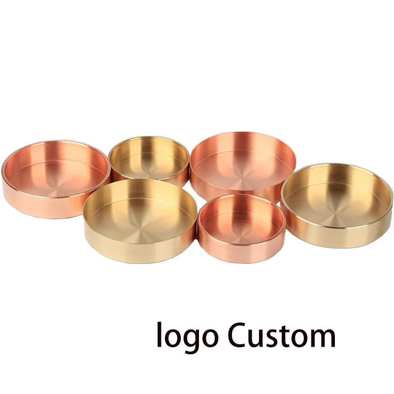 

Pure Brass / red copper tray storage tray round storage tray metal tray brass golden rose gold jewelry ornaments logo Custom