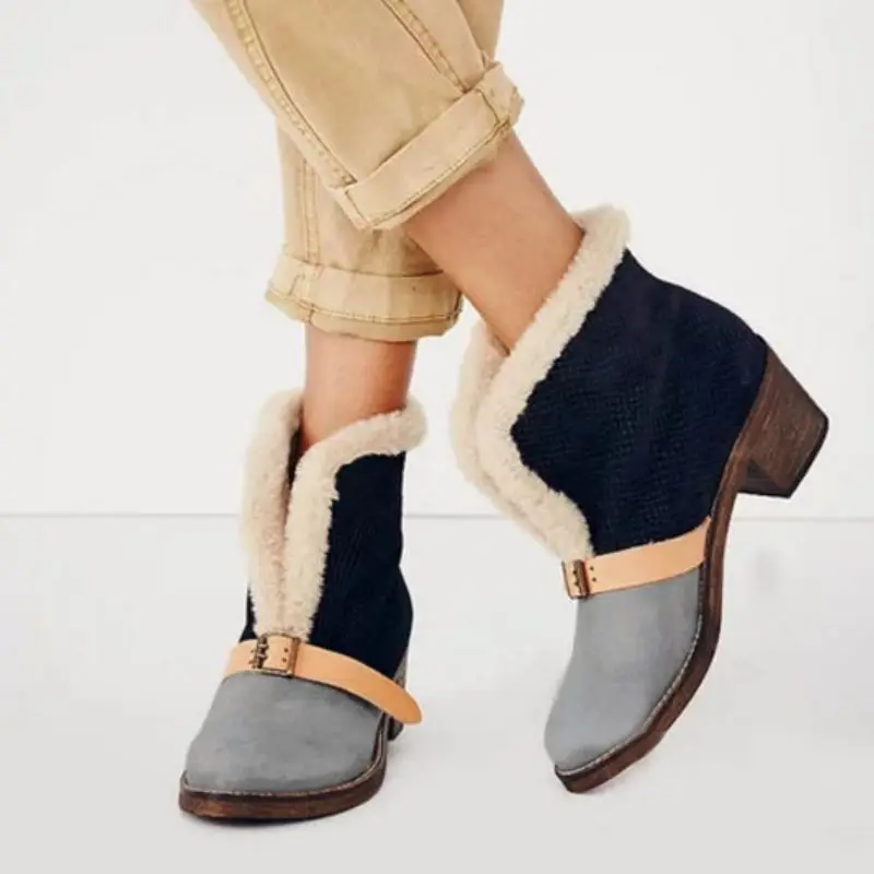 Женские ботинки на меху taofen теплые разноцветные для шитья с закругленным носком