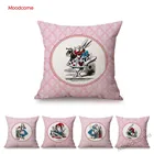 Чехол на подушку с розовым декором принцессы для девочки, Чехол на подушку из хлопка и льна в стиле Алиса в Wonderland Adventure