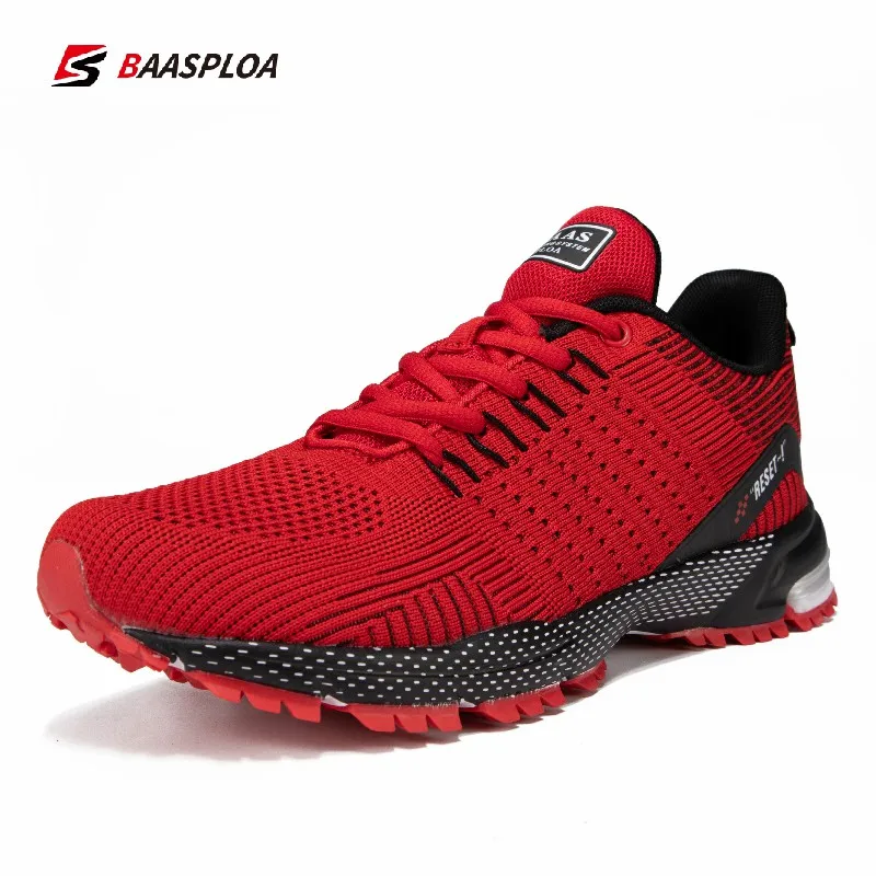 Baasploa Brand Men Running Shoes Lightweight Knit Mesh Sneakers Non-Slip Breathable Sports Shoes Shock Absorption Walking Shoes