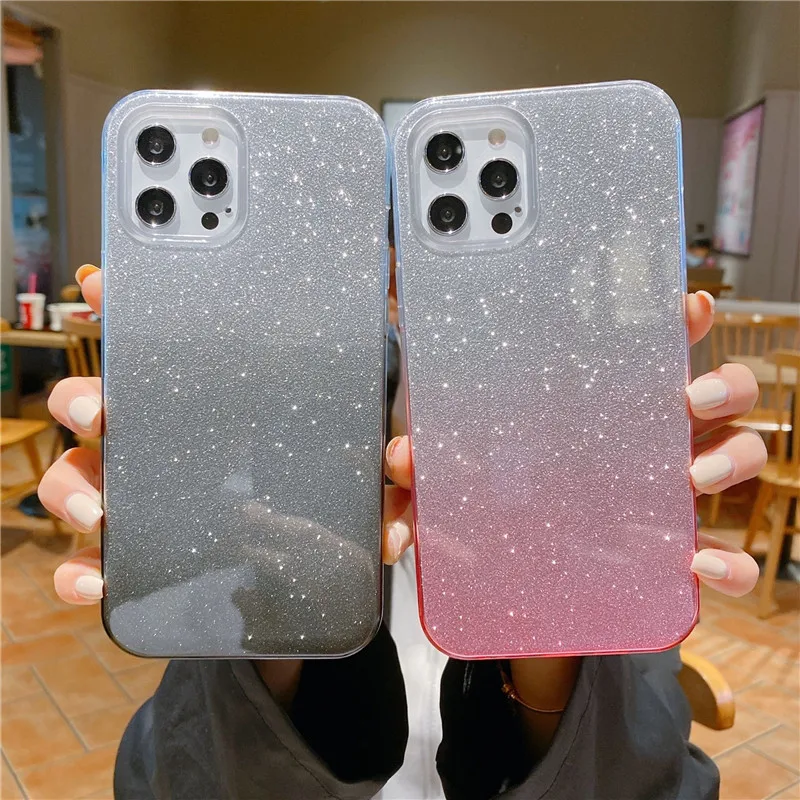

Luxury Gradient Glitter For iPhone 11 12 Pro X XR XS MAX 6 7 8 Plus Case Soft Silicone Cover For Samsung S9 S 10 Note 9 20 Ultra