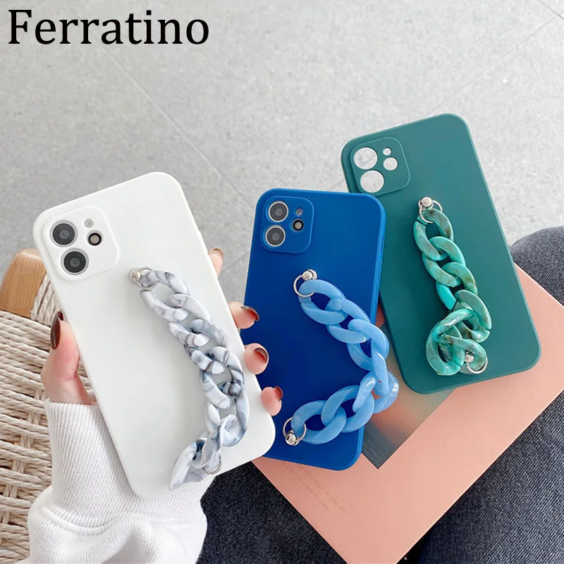 

Marble Bracelet Chain Plain Soft Liquid Silicone Case for iPhone 12 Pro Max 11 XR X XS 11pro max 7 8 Plus SE 2020 Cover Funda