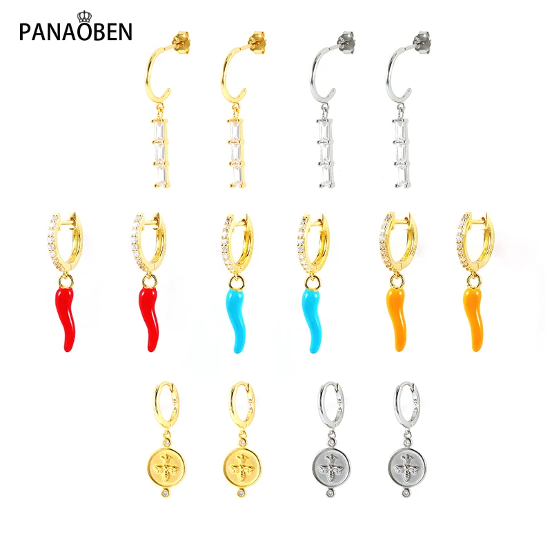 

Серьги-кольца PANAOBEN из стерлингового серебра 925 пробы для мужчин и женщин, милые серьги-кольца Bukcle, кольца для пирсинга, ювелирные изделия