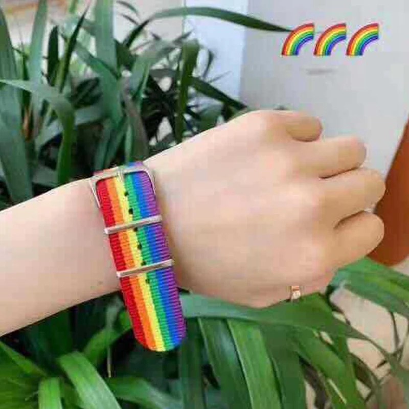 Пара радужных тканых волоконных ремешков браслет Нейлоновые часы с браслетом мужские и женские друзья часы с холщовой тканью