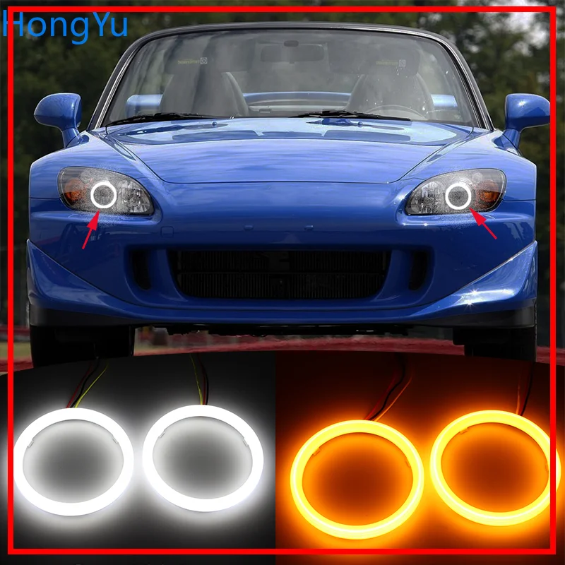 

Cotton Switchback LED White Amber Angel Eye Halo Rings DRL turn signal light for Honda S2000 1999 2000 2001 2002