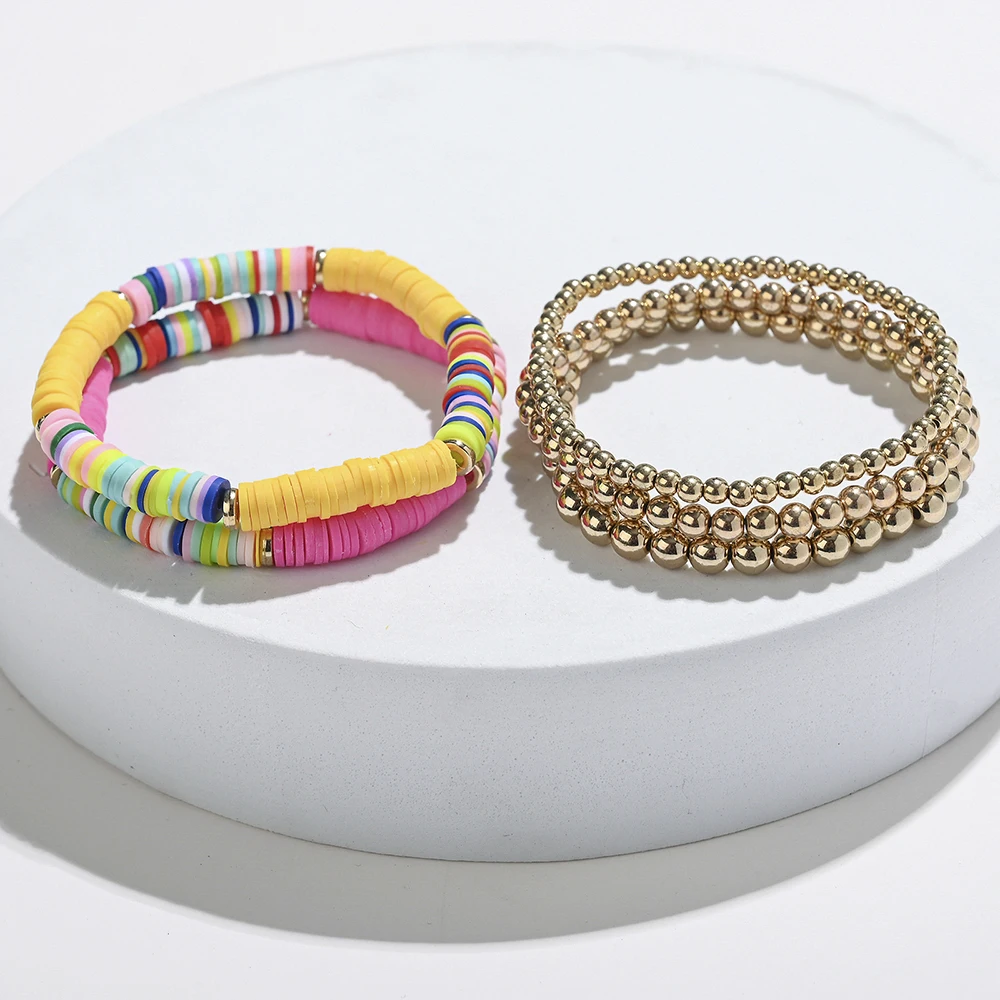 5 шт./компл. модный набор золотистых круглых браслетов из бисера богемные бусины