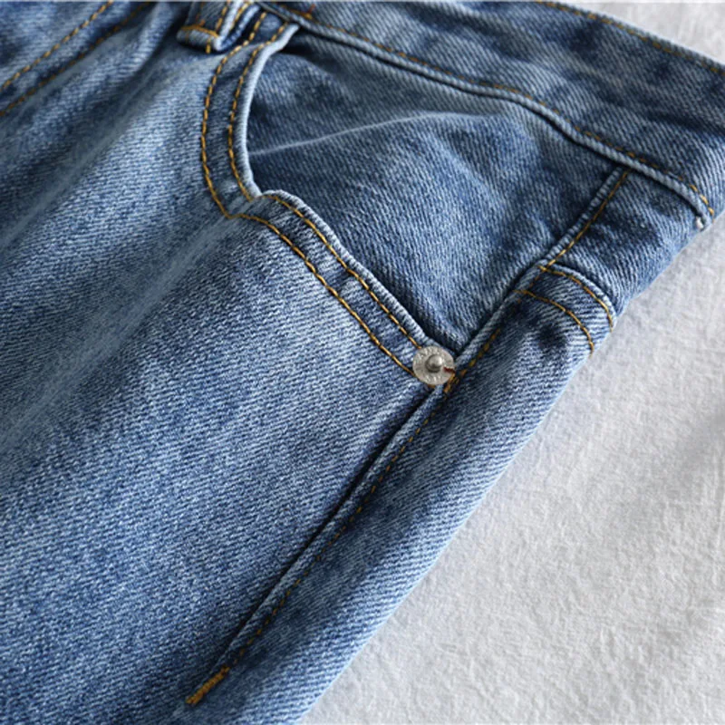 

2021 Spring New Fashion High-End Retro High-Waist Straight-Leg Pants Women Loose Scratch Pattern Frayed Cuffed Boutique Jeans