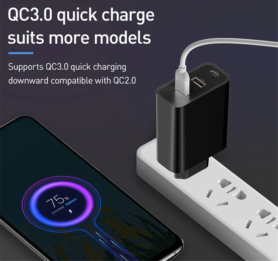 Baseus 3 порта USB PD зарядное устройство 60 Вт для iPhone 11 Pro Xs Max XR быстрое зарядное устройство для телефона Quick Charge 4,0 3,0 FCP SCP для Xiaomi huawei