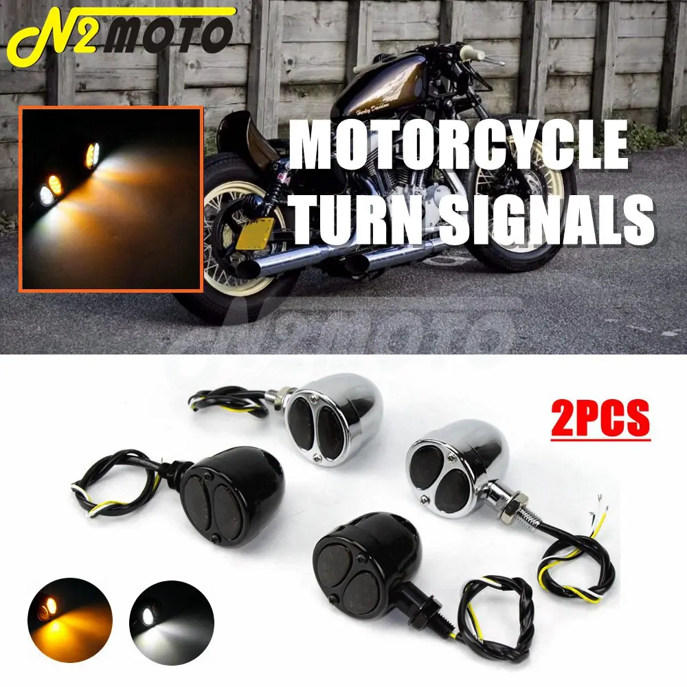Хромированный светодиодный поворотник для мотоцикла Красный с янтарным