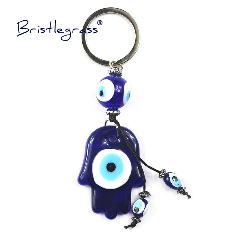 

BRISTLEGRASS Turkish Blue Evil Eye Hamsa Hand Key Chains Ring Holder Keychains Lucky Charms Hanging Pendants Blessing Protection