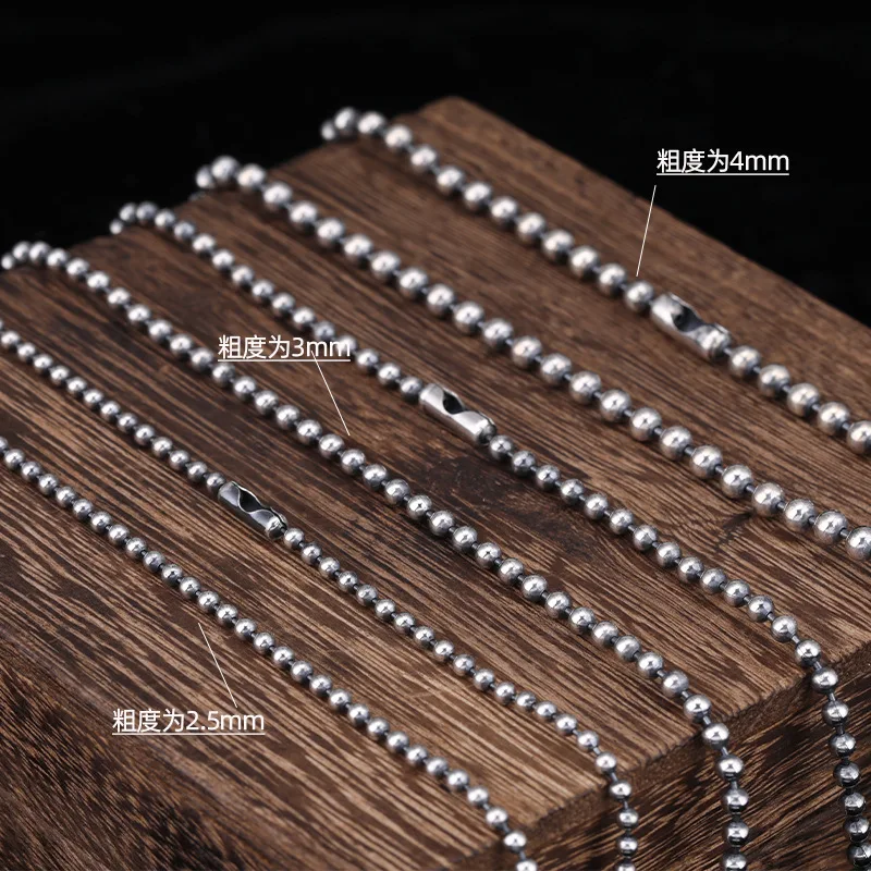 Цепочка унисекс из тайского серебра 2 5 пробы ожерелье круглых бусин мм 3 4 простая