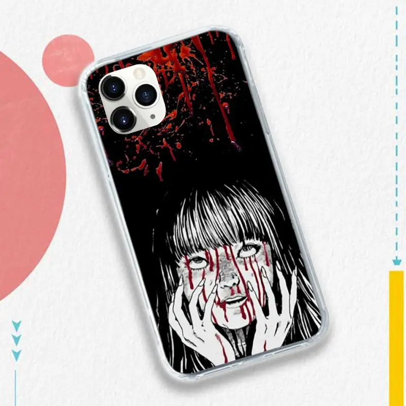 

Japan Junji Ito Tees Horror anime Phone Case for iPhone 11 12 pro XS MAX 8 7 6 6S Plus X 5S SE 2020 XR
