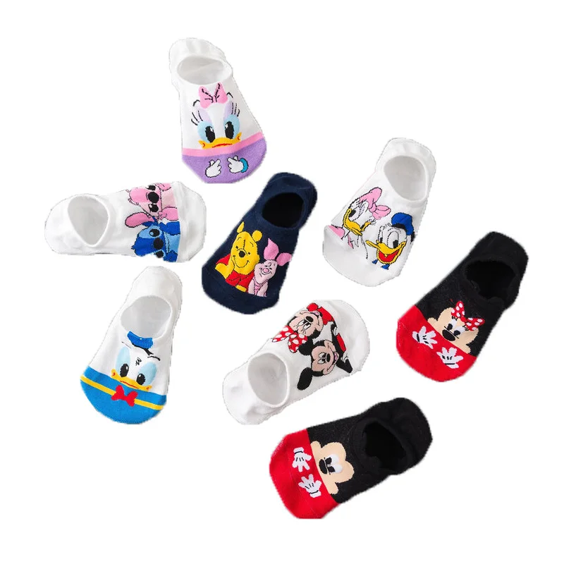 Women Cartoon Animal Mickey socks cute Kawaii ankle Donald Duck Socks invisible Silicone slip Socks girl Cotton boat sock