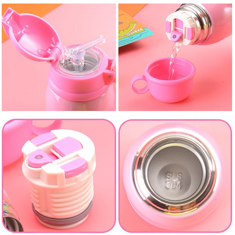 Детская бутылка для воды с соломинкой из нержавеющей стали 500 мл|Бутылки воды| |