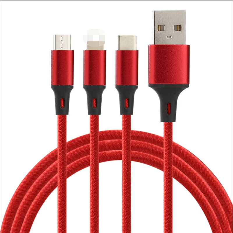 3 в 1 USB кабель для iphone6 или выше и type-C Micro Для HUAWEI samsung oppo vivo быстро затвердевающий |