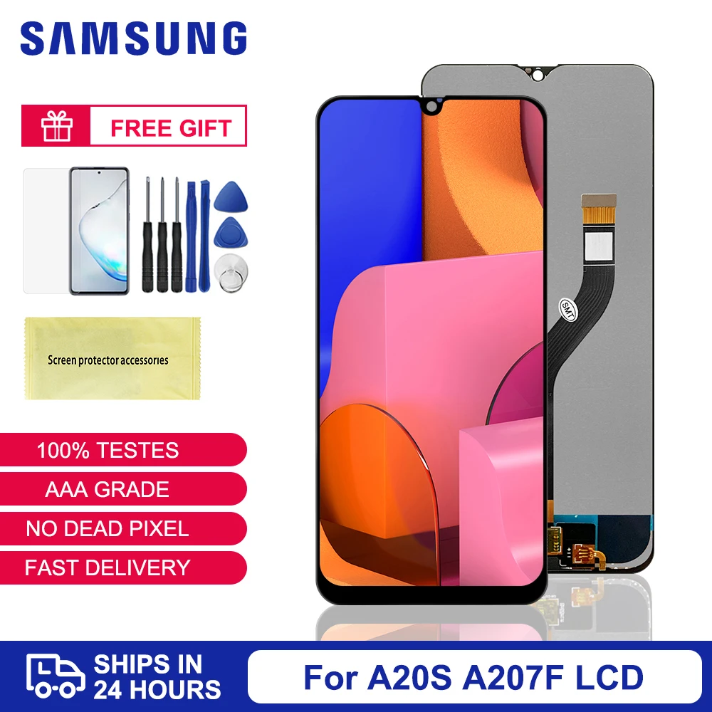 

100% Original A20S LCD Display Touch Screen For Samsung Galaxy A20S A207 A207F/DS A207FN A207U A207W A207G/DS LCD With Frame