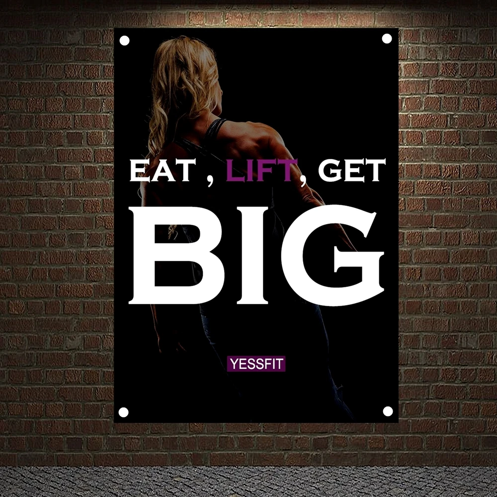 

EAT, LIFT, GET BIG Motivational Workout Poster Canvas Painting Exercise Fitness Banners Flags Bodybuilding Sports Gym Decoration