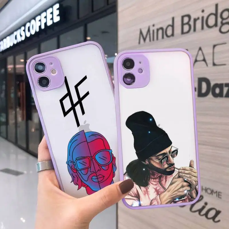

PNL QLF Rapper Phone Case For iPhone 12 11 Mini Pro XR XS Max 7 8 Plus X Matte transparent Purple Back Cover