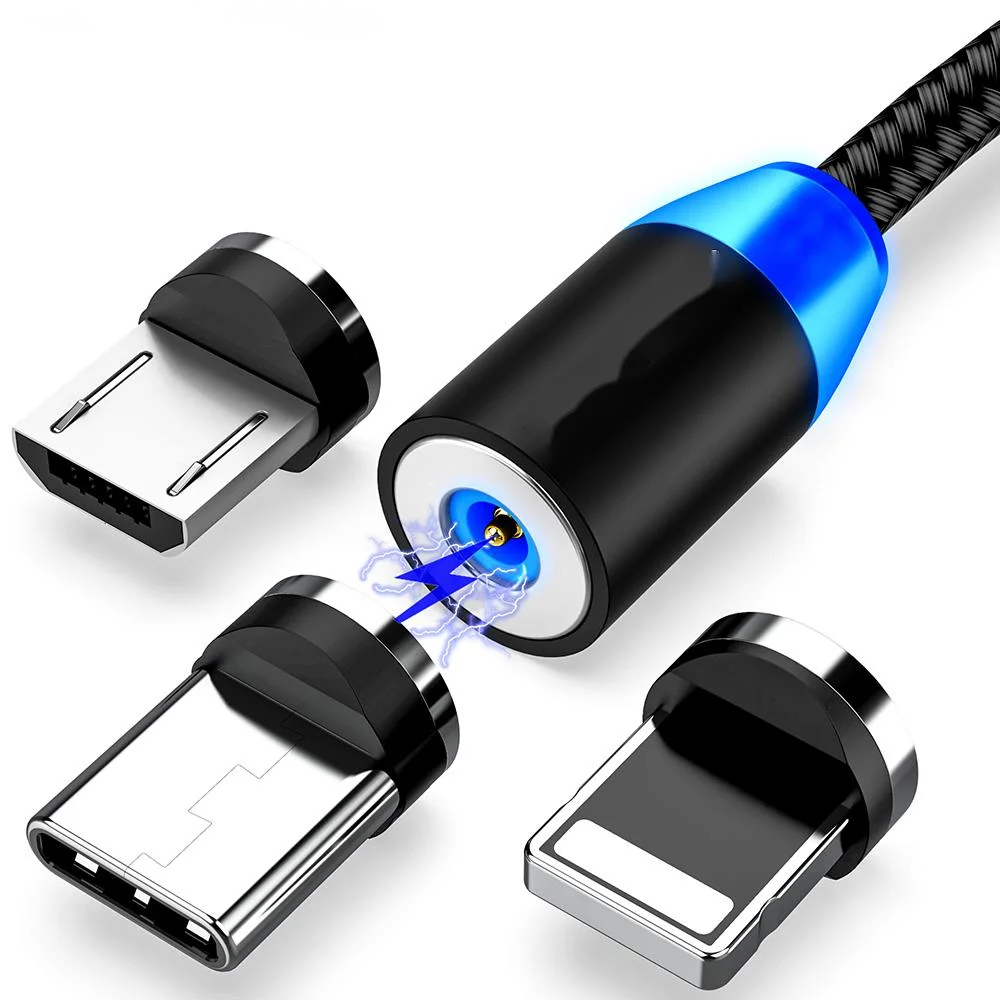 

Магнитный USB-кабель со светодиодной подсветкой, кабель для быстрой зарядки типа C, магнитное зарядное устройство, кабель Micro USB для передачи д...