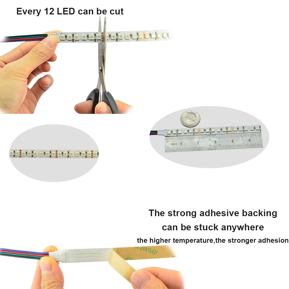 Однорядная суперъяркая RGB серия DC12 и 24 В 5050SMD 600 Светодиодная s Гибкая светодиодная