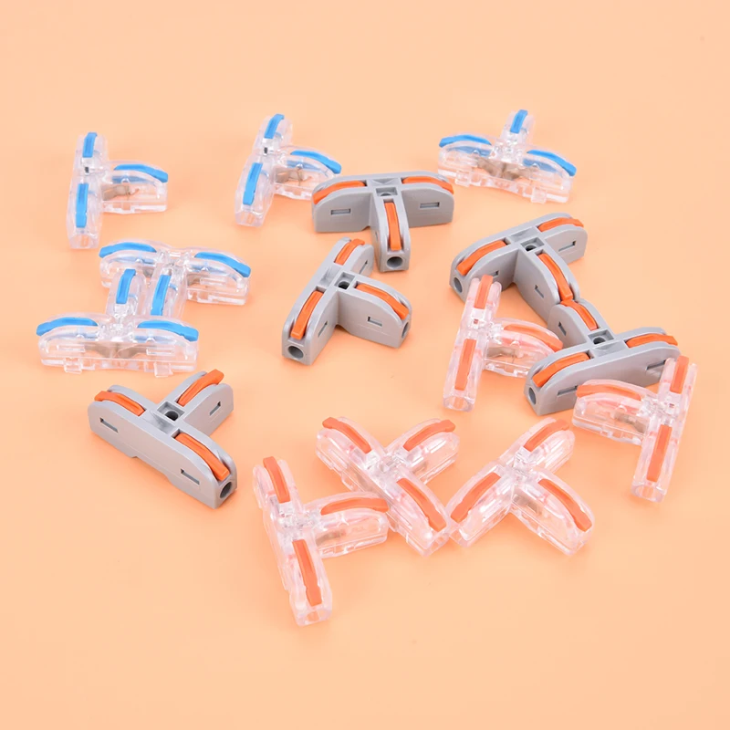

New Universal T-Type Wire Connector Quick Distribution Terminal Transparent Copper Clip Home Main Power Distributor