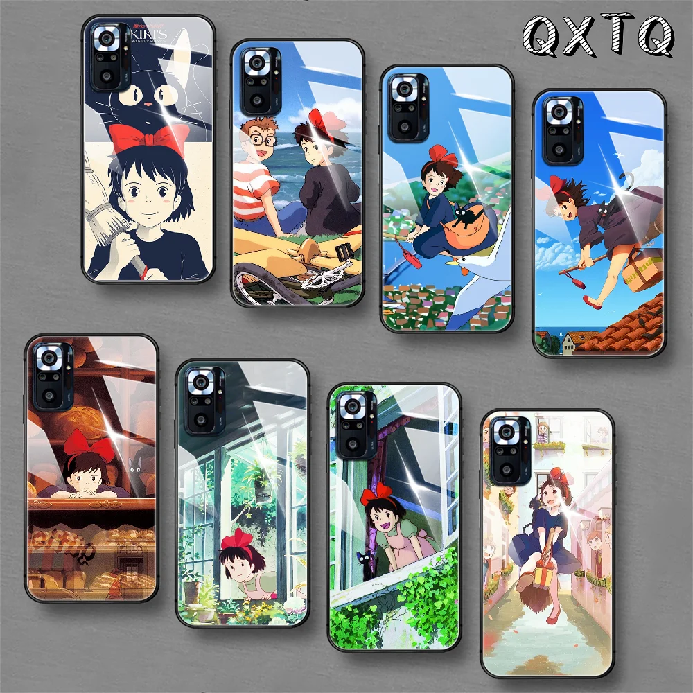 

Kikis Delivery Service Anime Tempered Glass Smart Phone Case For Xiaomi Redmi Note 7 8 9 10 K 30 40 S A C T 5G Pro Cover Cell