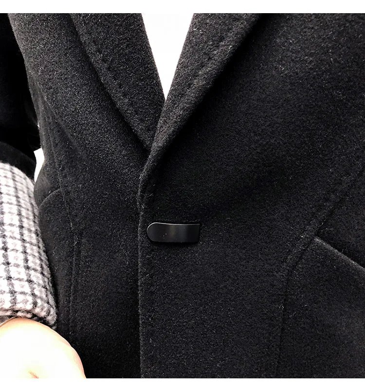 

New Winter 2019 Wool Trench Coat Men High Quality Casual Long Coat Brand single breasted Warm Woolen Overcoat Male Jackets