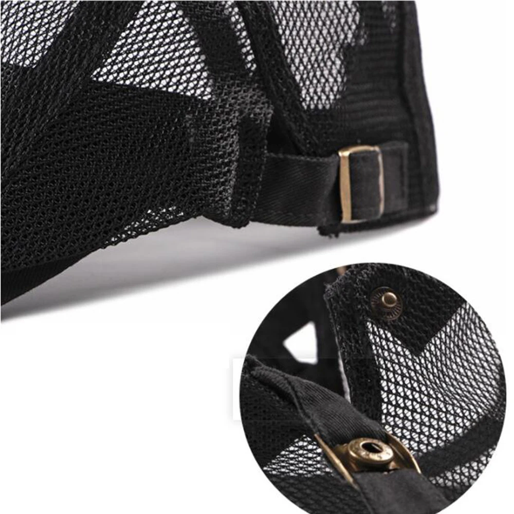 Кепка в клетку унисекс хлопковый берет с лицевым покрытием и сетчатым верхом для