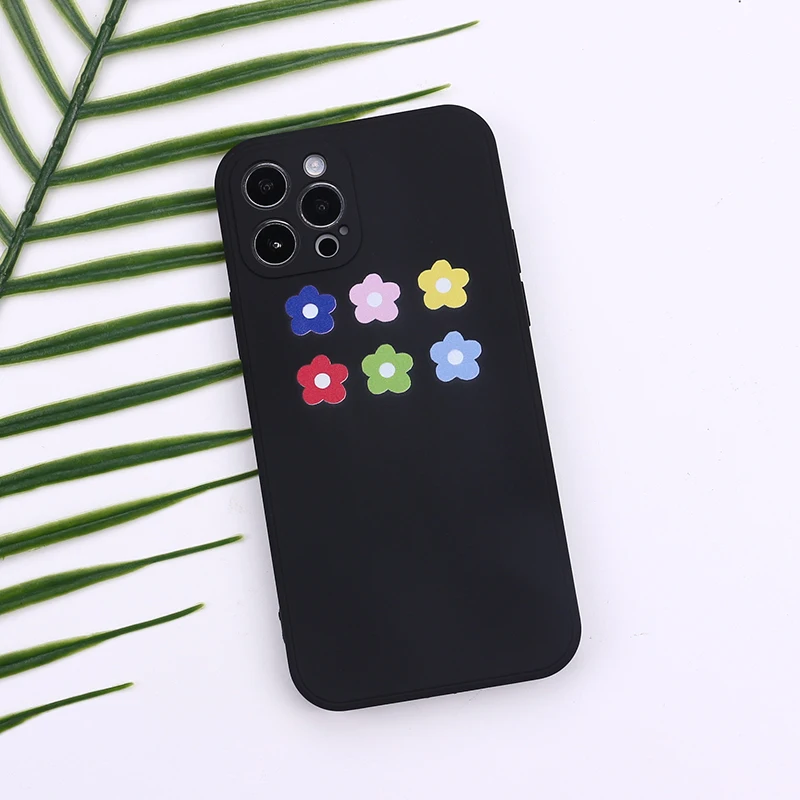 

Beautiful Flowers Liquid Silicone Protective Phone Case For iPhone 11 12 Pro Max Mini X XR XS 7 8 Plus Personality Cover Shell