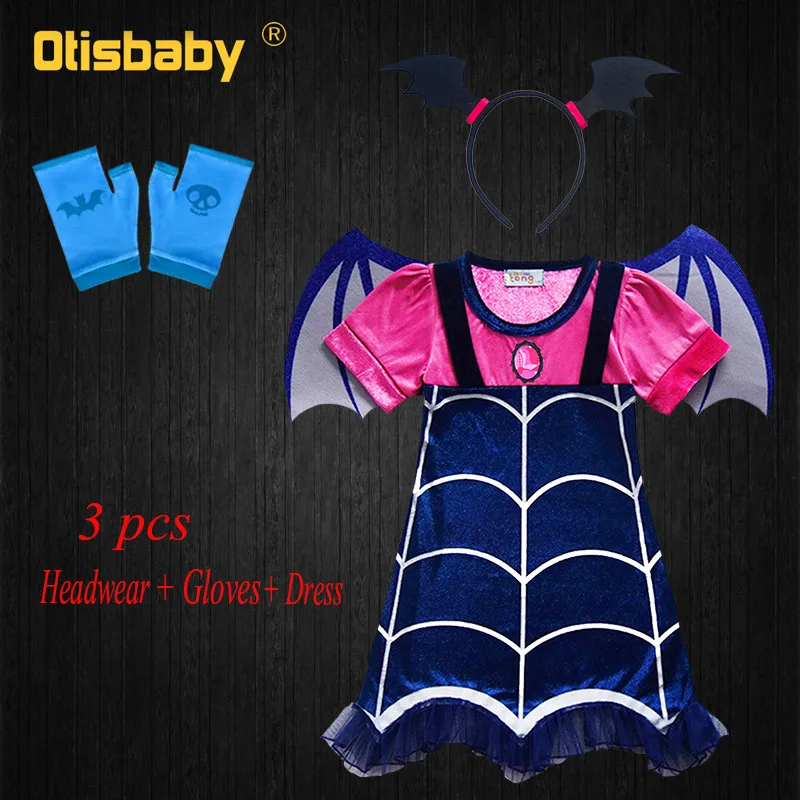 Vampirina/маскарадные костюмы для девочек на Хэллоуин; детское платье трапециевидной формы с крыльями; летние праздничные платья Феи для девочек; одежда - Цвет: E
