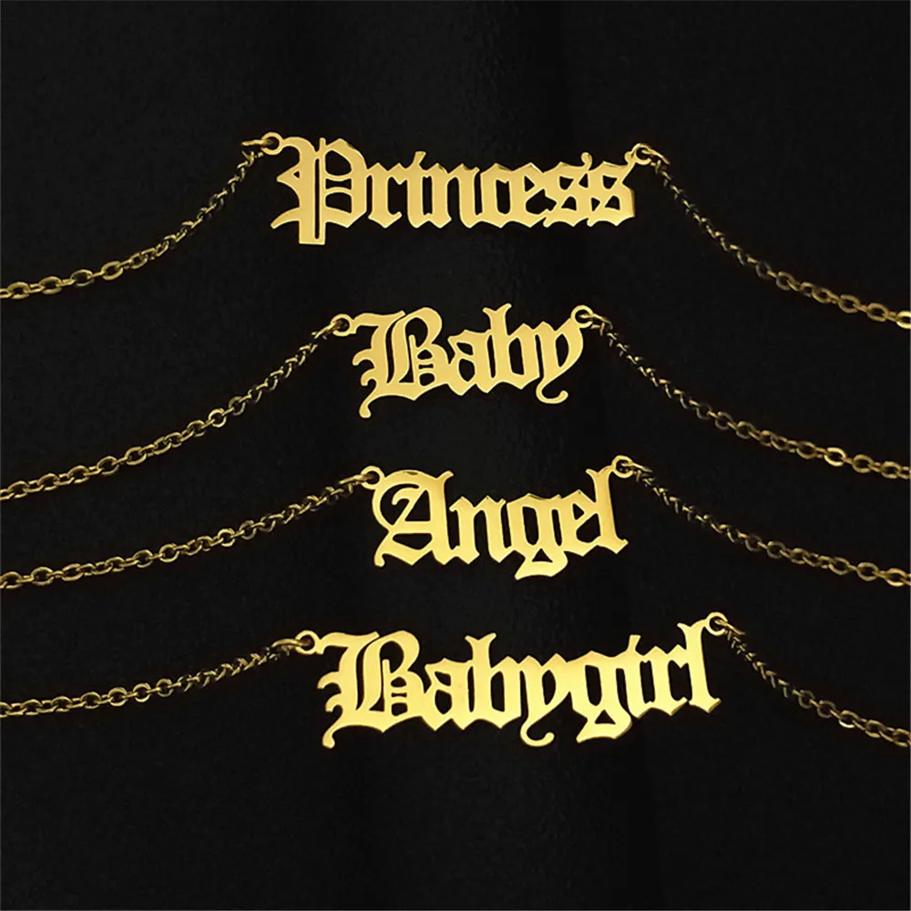 Ожерелье чокер из нержавеющей стали с ангелом для маленькой принцессы винтажные