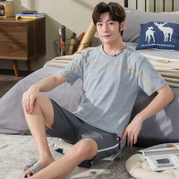 2021 summer short sleeve cotton pajamas sets for men high quality korean sleepwear pyjama male homewear lounge wear home clothes