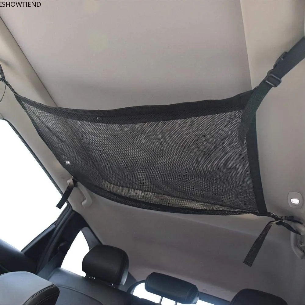 Автомобильная потолочная портативная сетка для хранения, ящик для мелочей на крыше, внутренняя грузовая сумка, органайзер для багажника автомобиля.