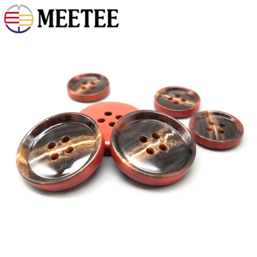 Пуговицы из смолы Meetee с 4 отверстиями декоративные пряжки для одежды женщин и