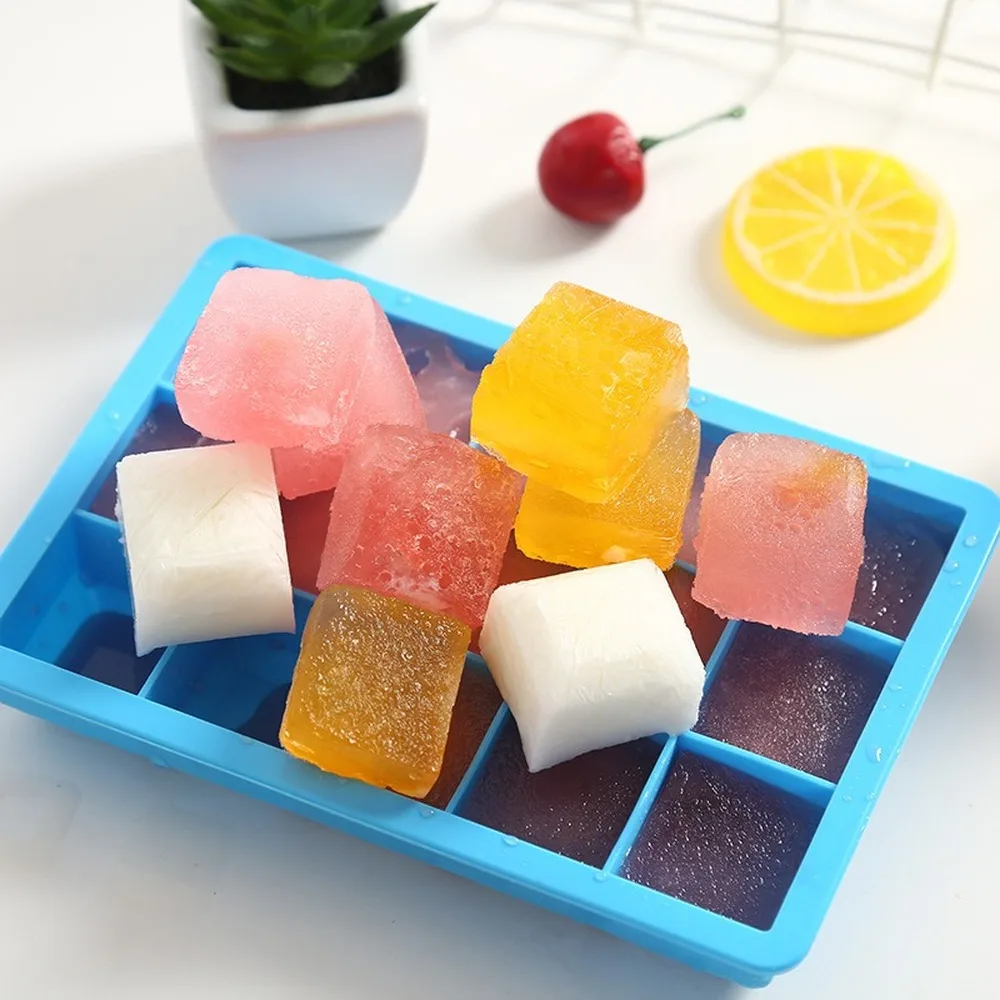 15 Grid Food Grade Silicone Ice Tray Home with Lid DIY Cube Mold Square Shape Cream Maker Kitchen Bar Accessories | Дом и сад