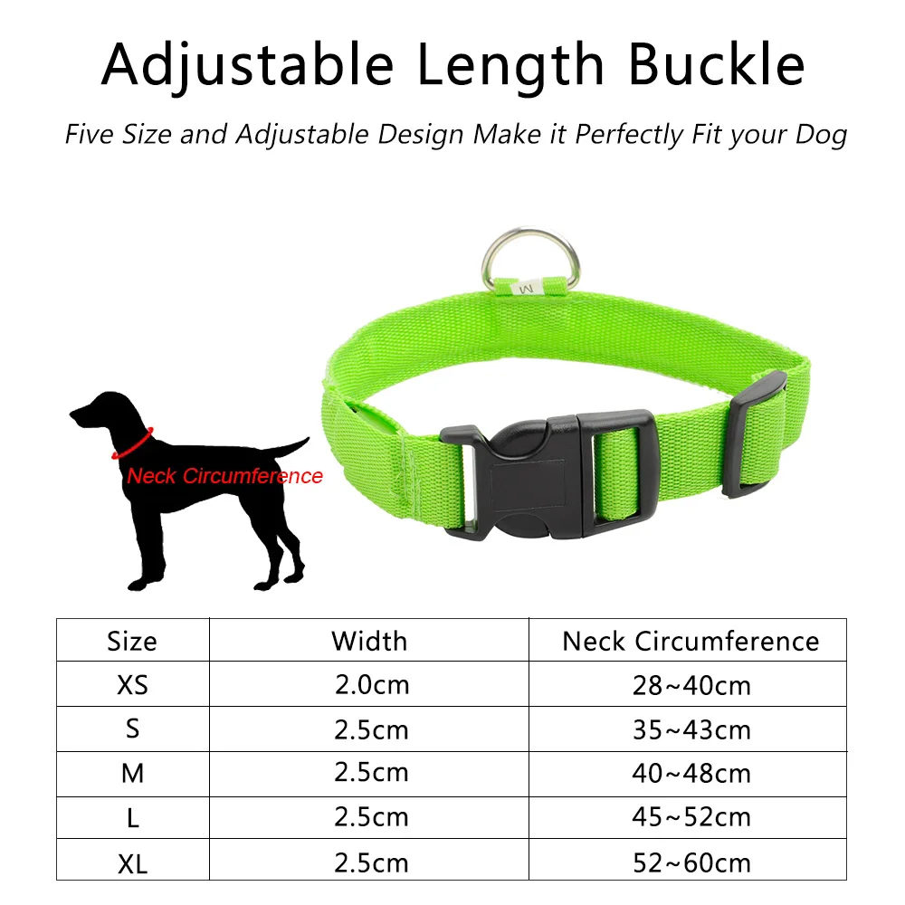 USB Charging Led Dog Collar Anti-Lost Luminous Flashing Necklace Cat Light Outdoor Walking Night Safety Pet Supplies | Дом и сад