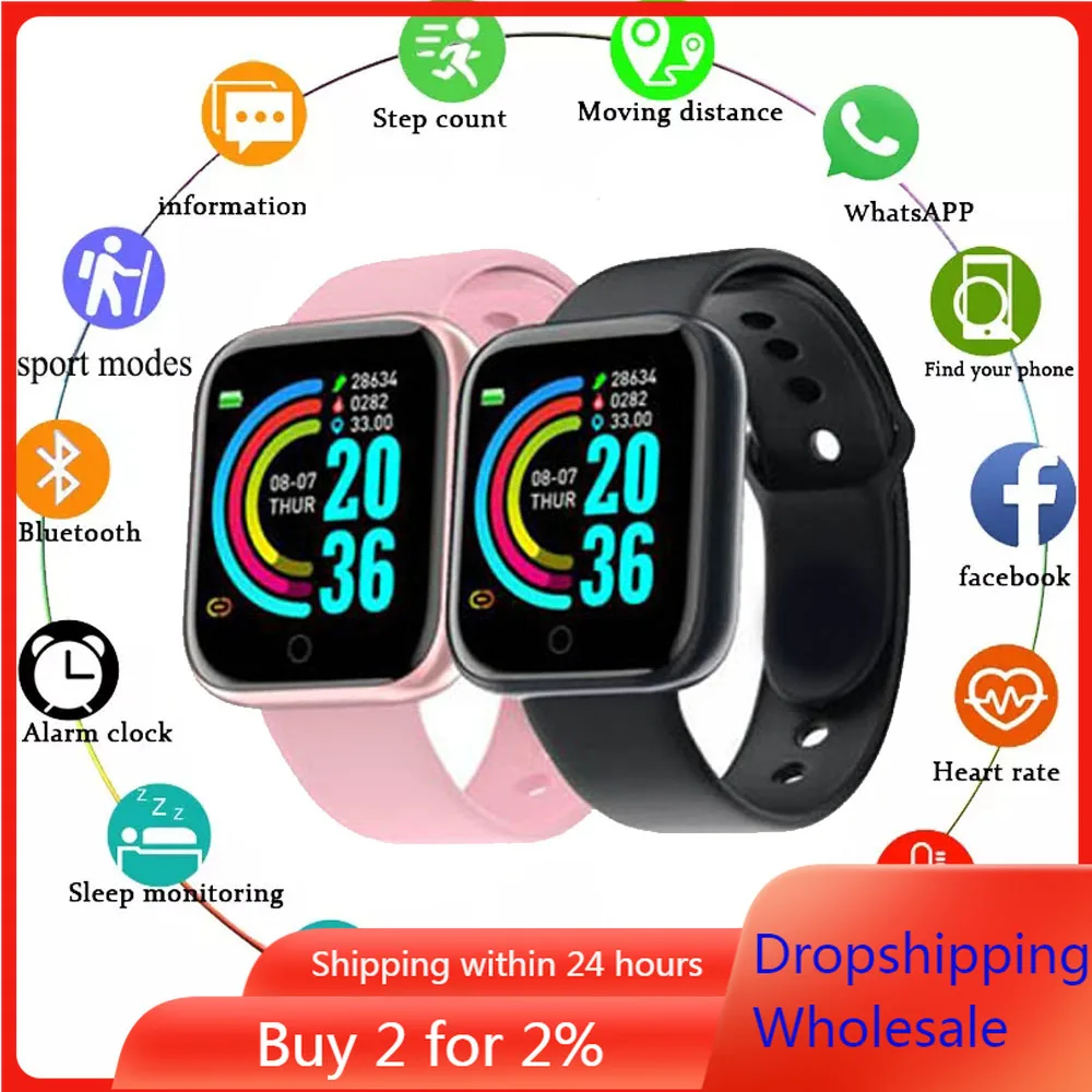 

Sport Smart Watch Men Women Wristwatch 2020 Fitness Tracker Y68 D20 Smart Watch For Android IOS Heart Rate In Stock Dropshipping