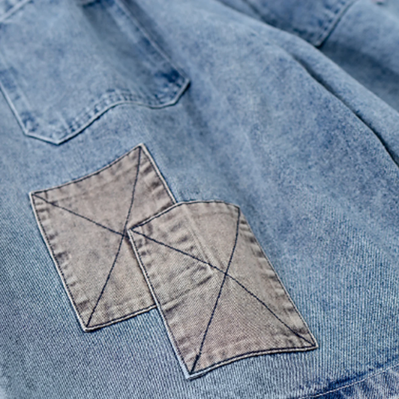 

Casual Baggy Jean s Streetwear Hip Hop Color Block Patchwork Jeans Harajuku Fashion Short Denim Pants