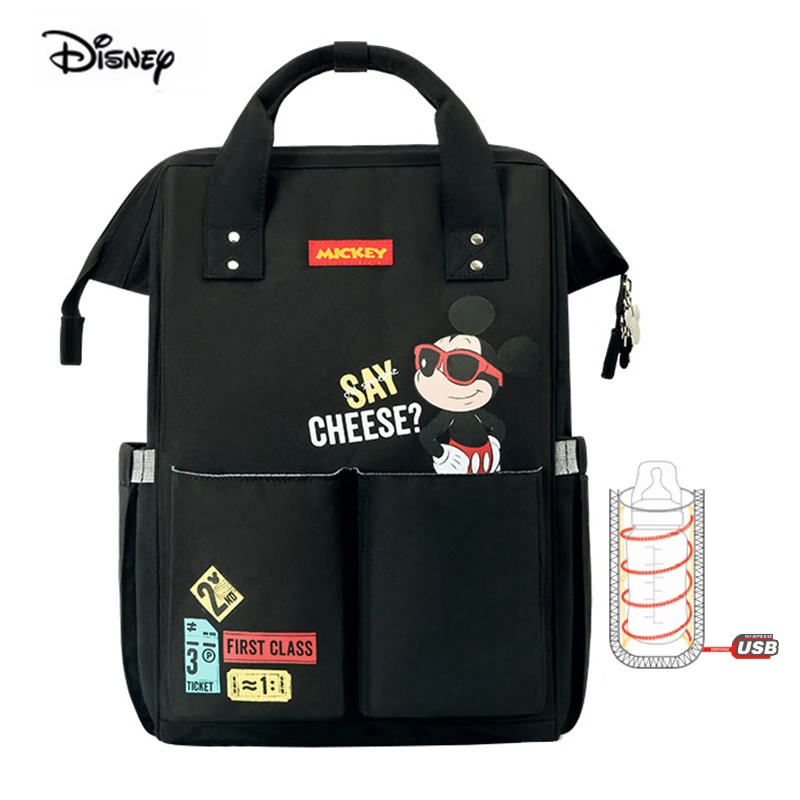 

DISNEY Mother Bag Large Capacity Diaper Backpack USB Heater Milk Insulation Multifunction Waterproof Maternity Bag For Travel