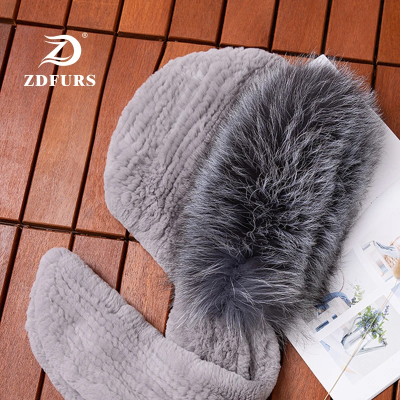 ZDFURS* новые женские шарфы из кроличьего меха с серебристой лисой, меховые полоски, зимняя теплая меховая шапка, шарф, мода для девочек, русский Снег