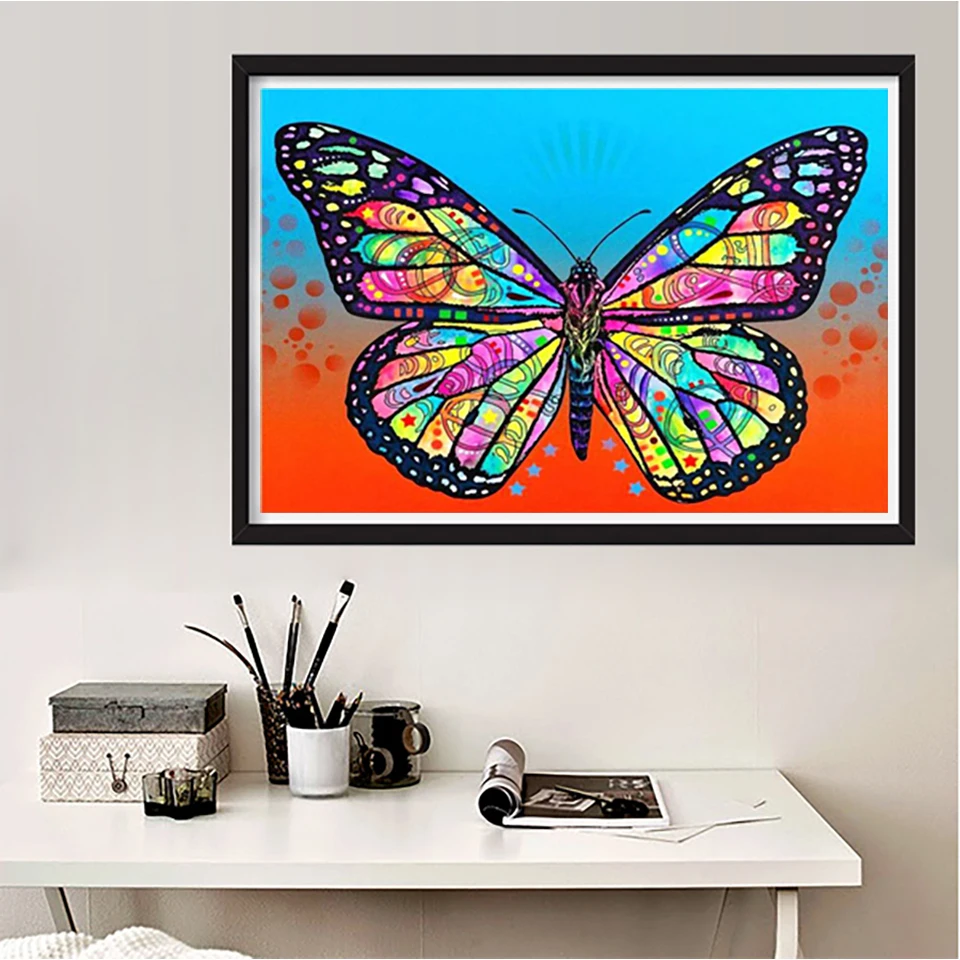 full drill diamond painting Colorful butterfly wall decoration canvas Diamond Embroidery Cross Stitch kit | Дом и сад
