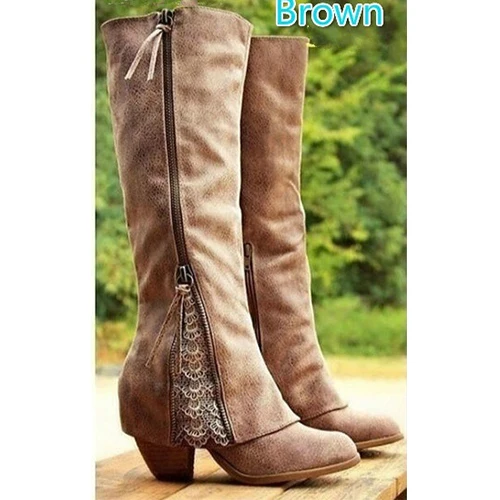 Chaussures femme/женские ботинки; зимние сапоги до колена; дизайнерские кружевные сапоги; Botas Mujer; женская обувь; botas mujer; invierno - Цвет: B