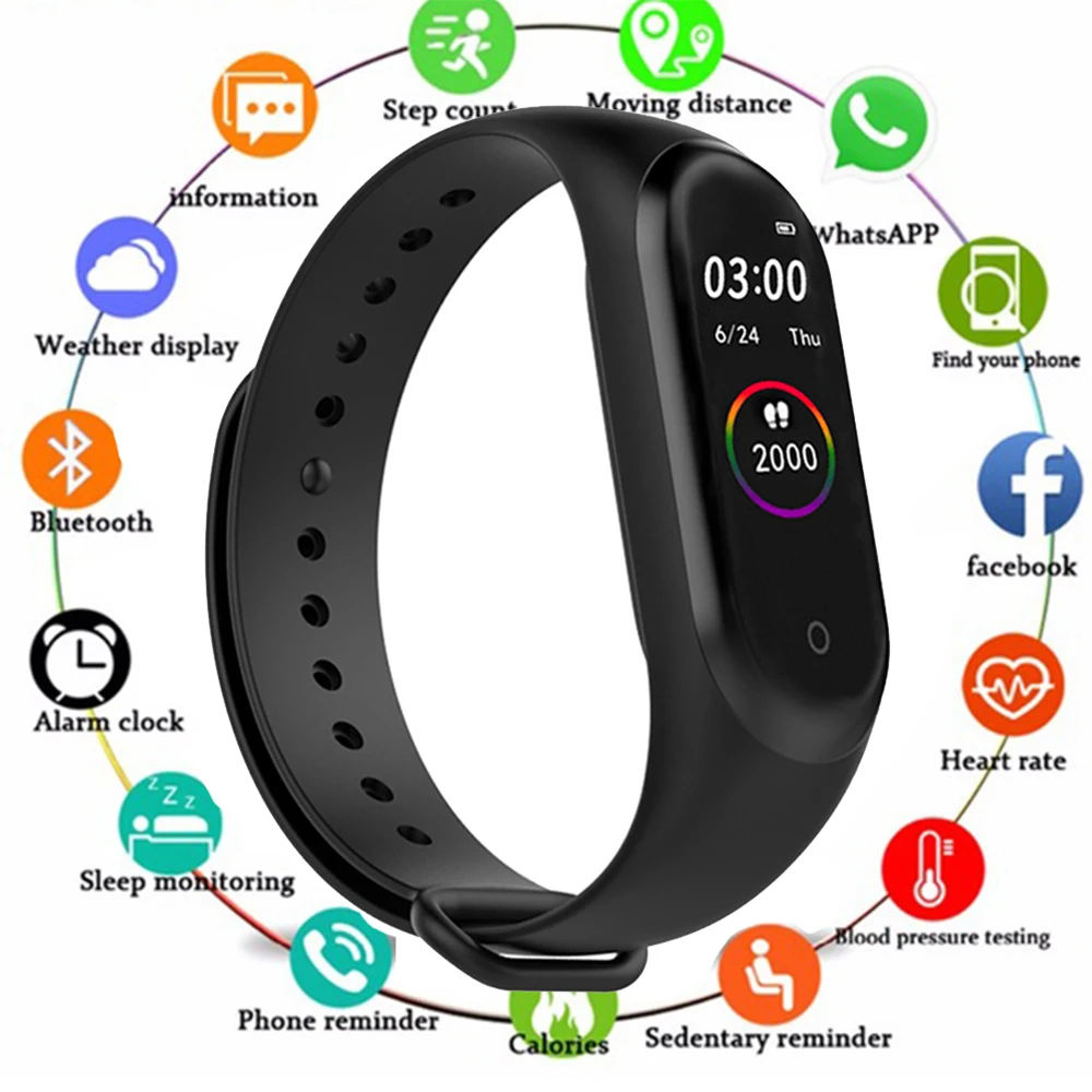 M4 Смарт часы водонепроницаемый браслет кровяное давление монитор сердечного