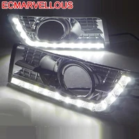 running lighting cob side turn signal drl luces led para auto automobiles styling headlight car light assembly for cadillac srx